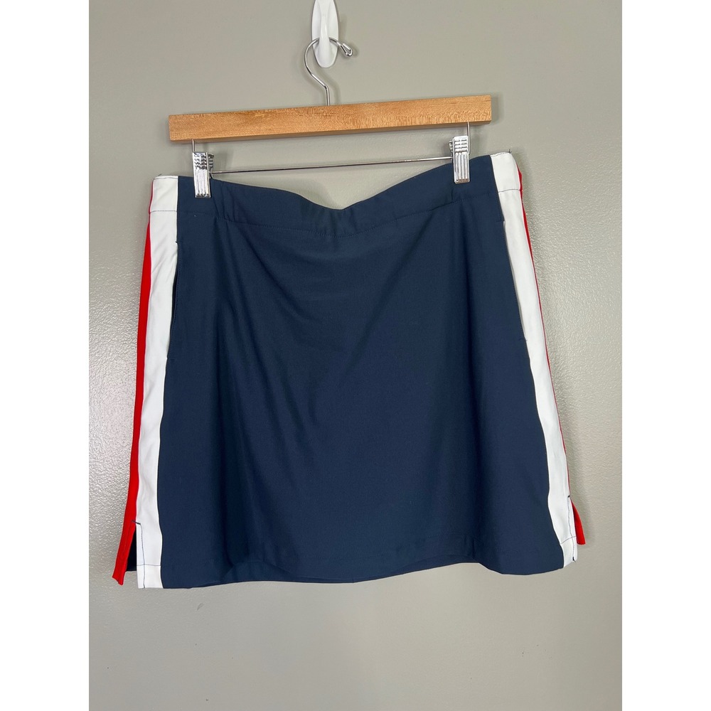 Lady Hagen dark navy side stripes woven skort size 12 tennis prep preppy